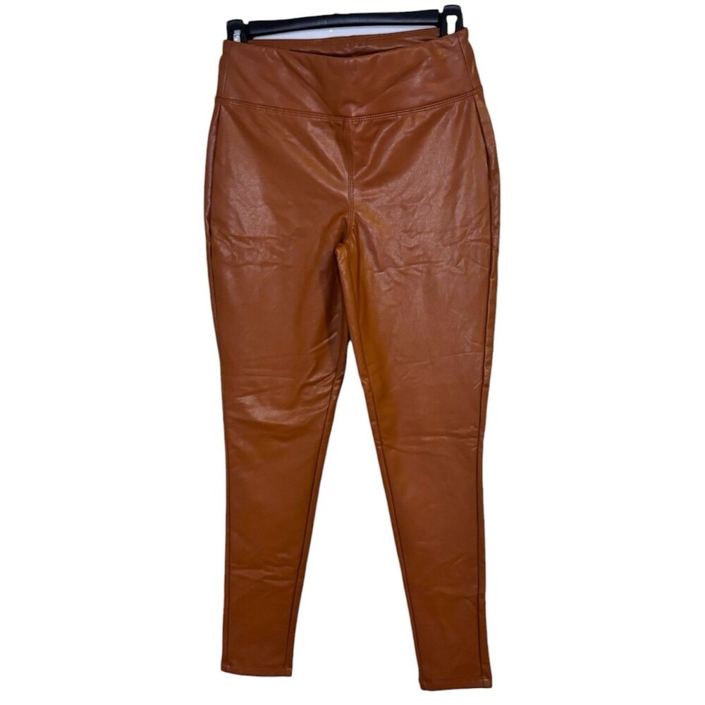 GB Gianni Bini Brown Faux Leather High-Waist Leggings Size Small NWT